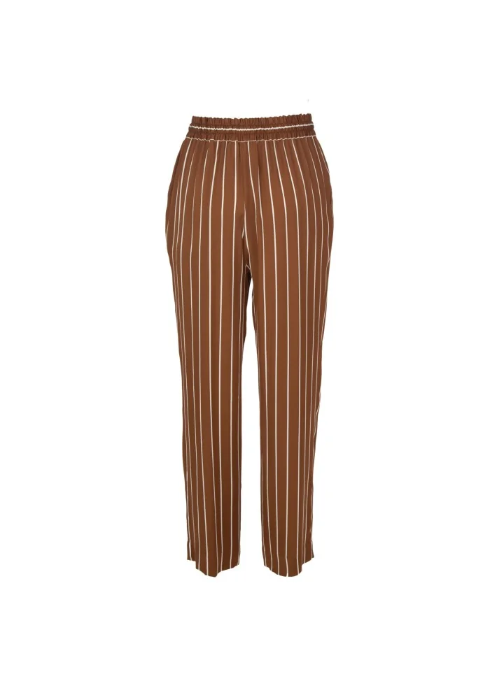 SEMICOUTURE | PANTALONI A RIGHE MARRONE BIANCO Super sconto