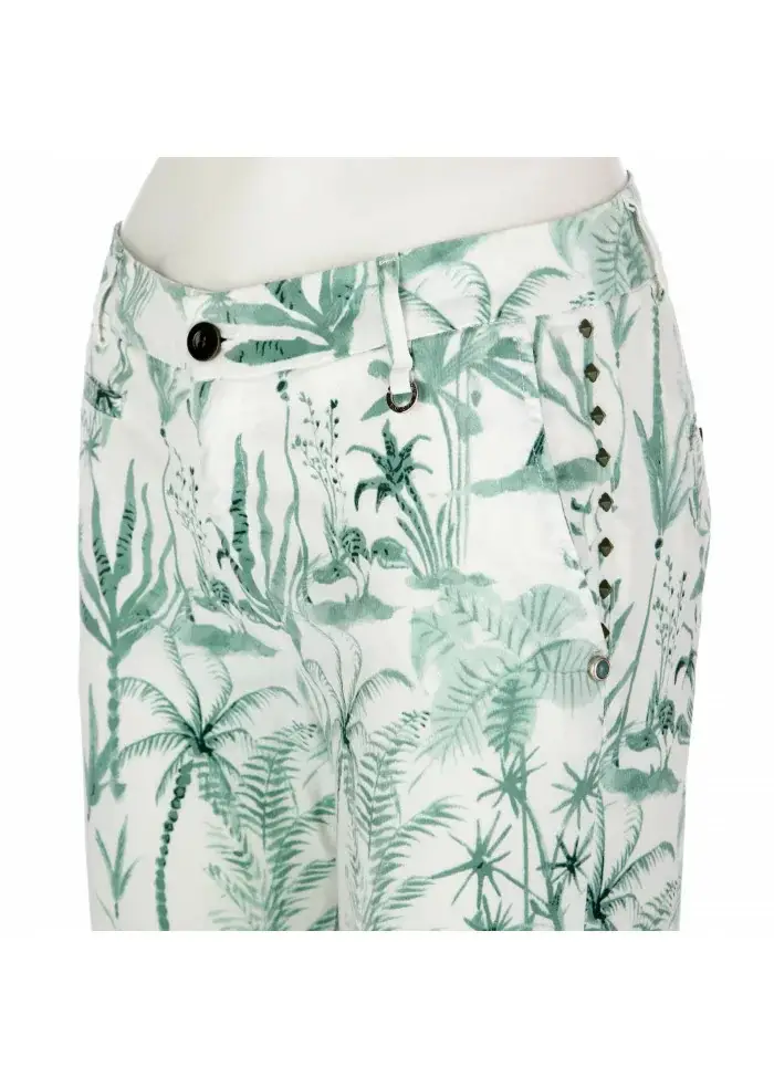 MASON'S | PANTALONI JAQUELINE CAPRI BIANCO VERDE 50% di sconto per tempo limitato
