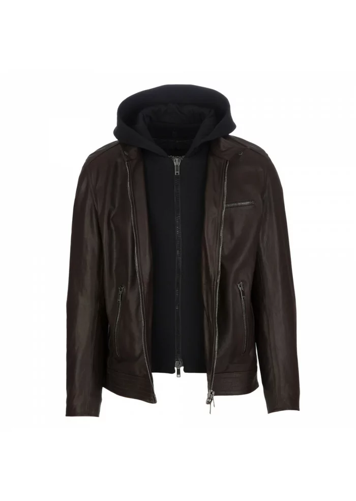 DONDUP | GIACCA IN PELLE CON IMBOTTITURA INTERNA MARRONE Lightning offer