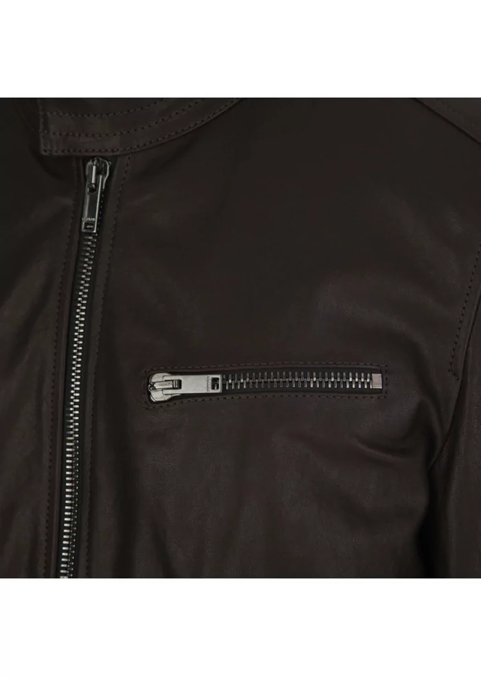 DONDUP | GIACCA IN PELLE CON IMBOTTITURA INTERNA MARRONE Lightning offer
