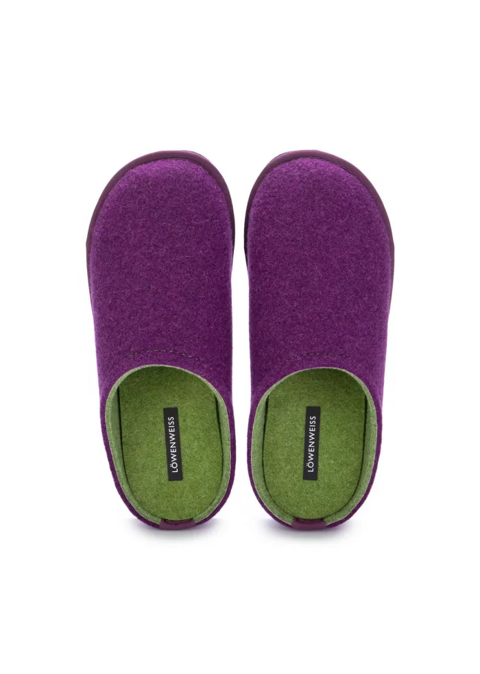 LÖWENWEISS | PANTOFOLE FELTRO DI LANA VIOLA VERDE Comprane uno, ottenene uno gratis