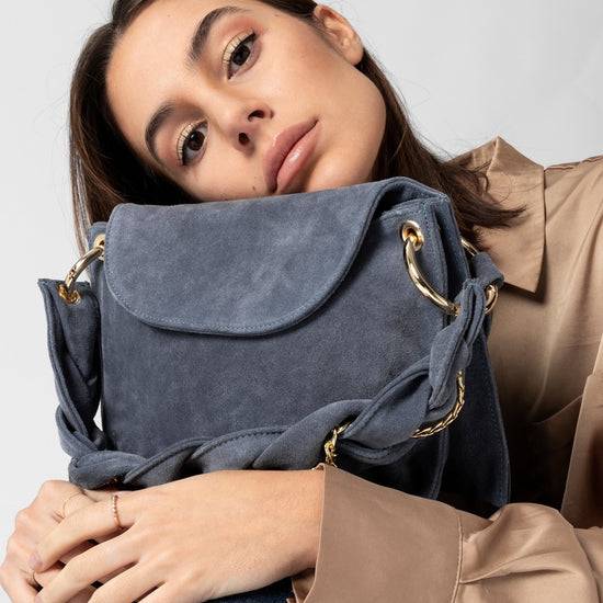 Lorenzo Mari Borsa Little Darcy Camoscio denim Nuova