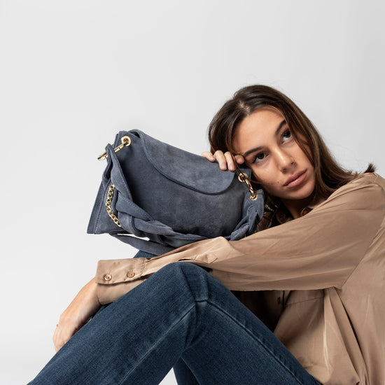 Lorenzo Mari Borsa Little Darcy Camoscio denim Nuova