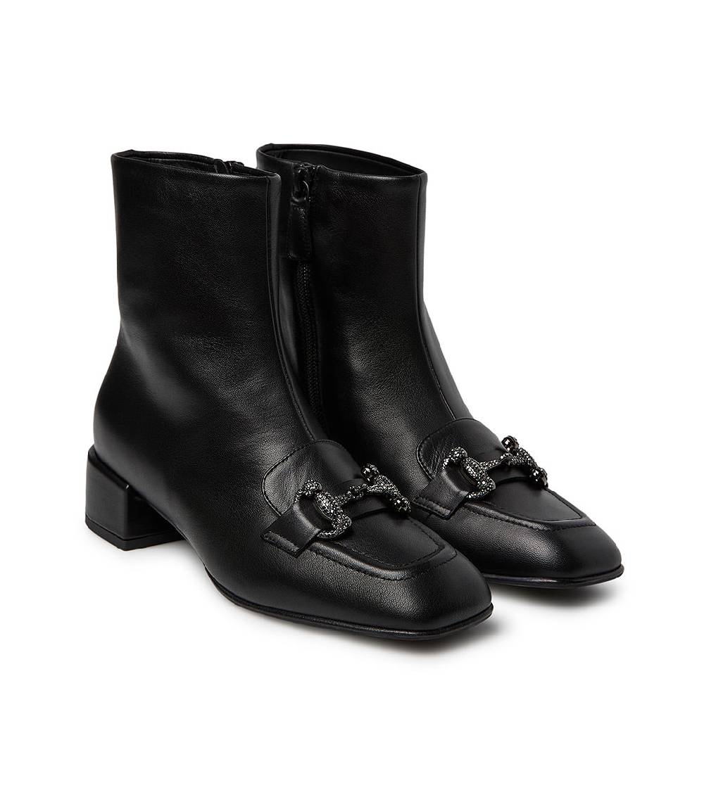 Loriblu Stivaletto in nappa nero con morsetto gioiello Moda