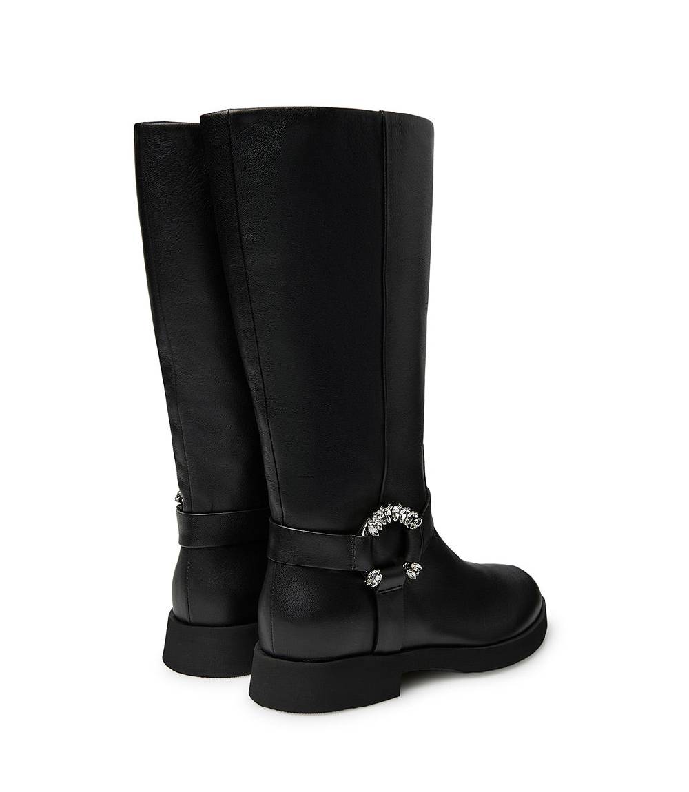 Loriblu Stivale in nappa nera con fibbia gioiello Italy