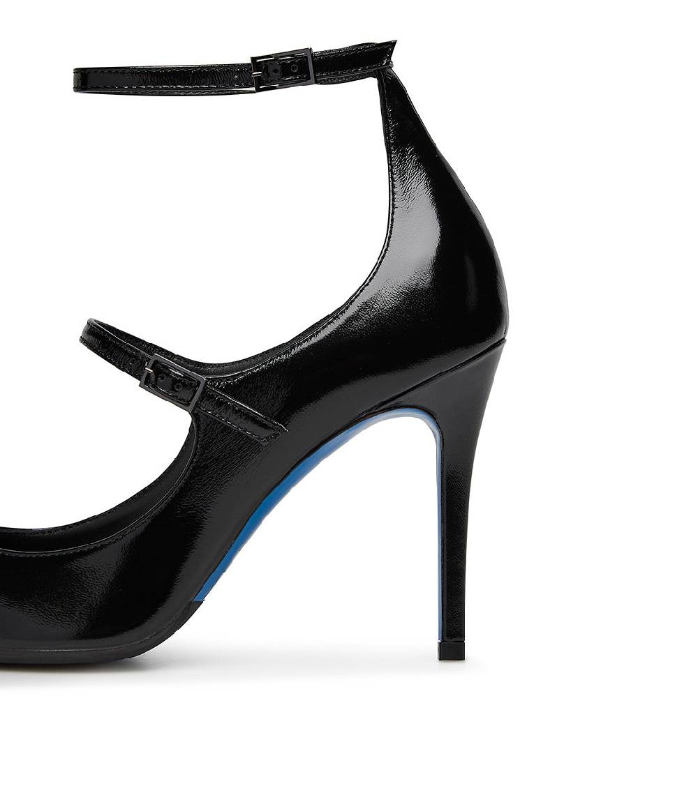 Loriblu Decollete in pelle lucida nero con cinturini Italia