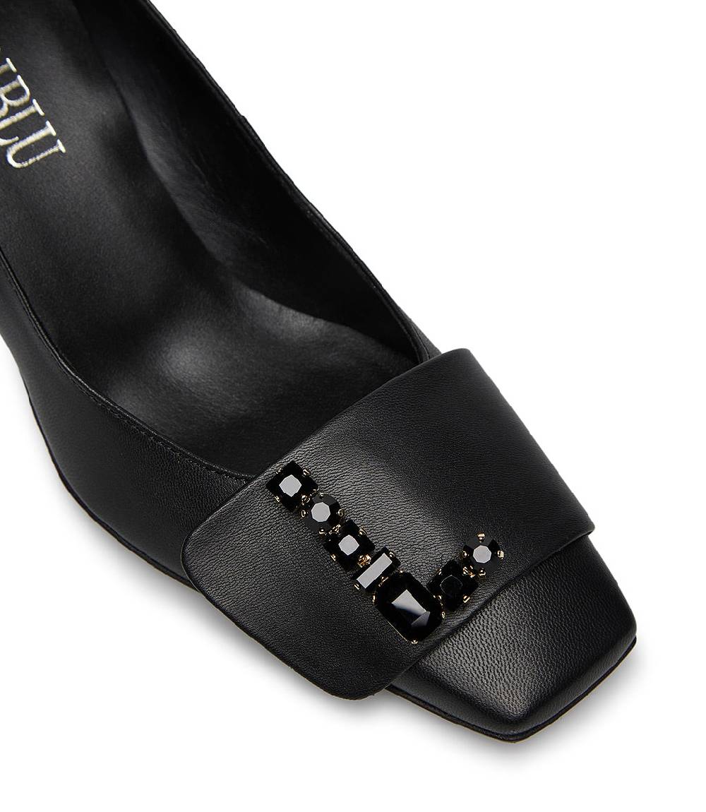 Loriblu Décolleté in nappa nero con Logo Signature cristalli Nuovo