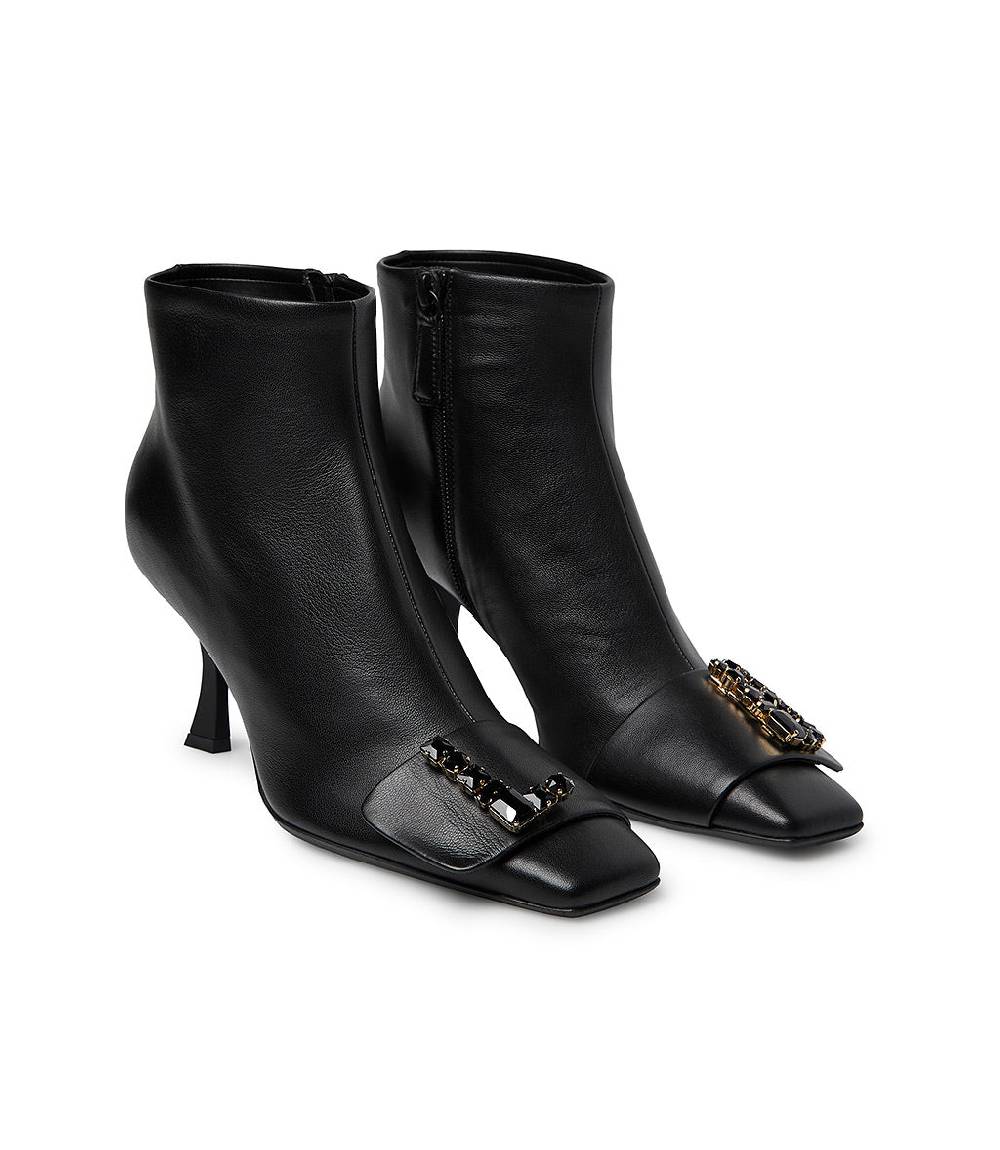 Loriblu Stivaletto in nappa nero con Logo Signature cristalli Vendita