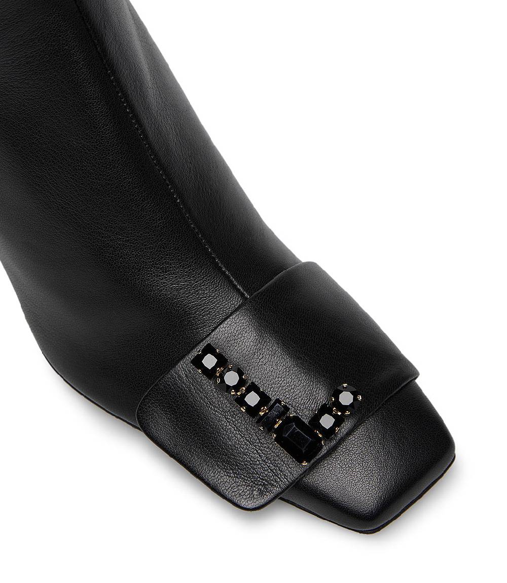 Loriblu Stivaletto in nappa nero con Logo Signature cristalli Vendita