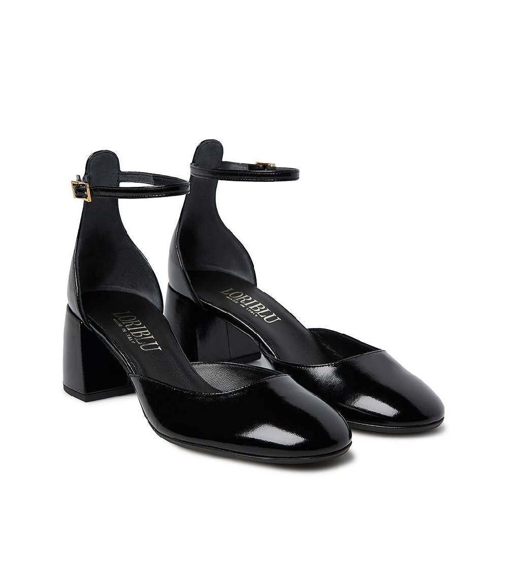 Loriblu Décolleté Mary Jane in pelle lucida nera con cinturino Promozione