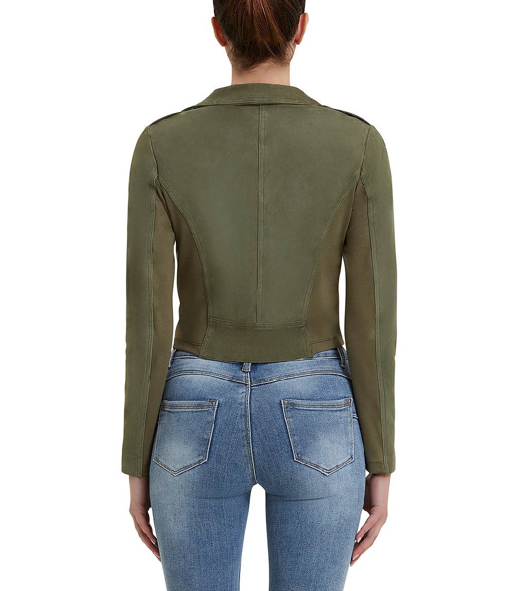 Loriblu Giacca stile biker in camoscio salvia Pezzi Unici