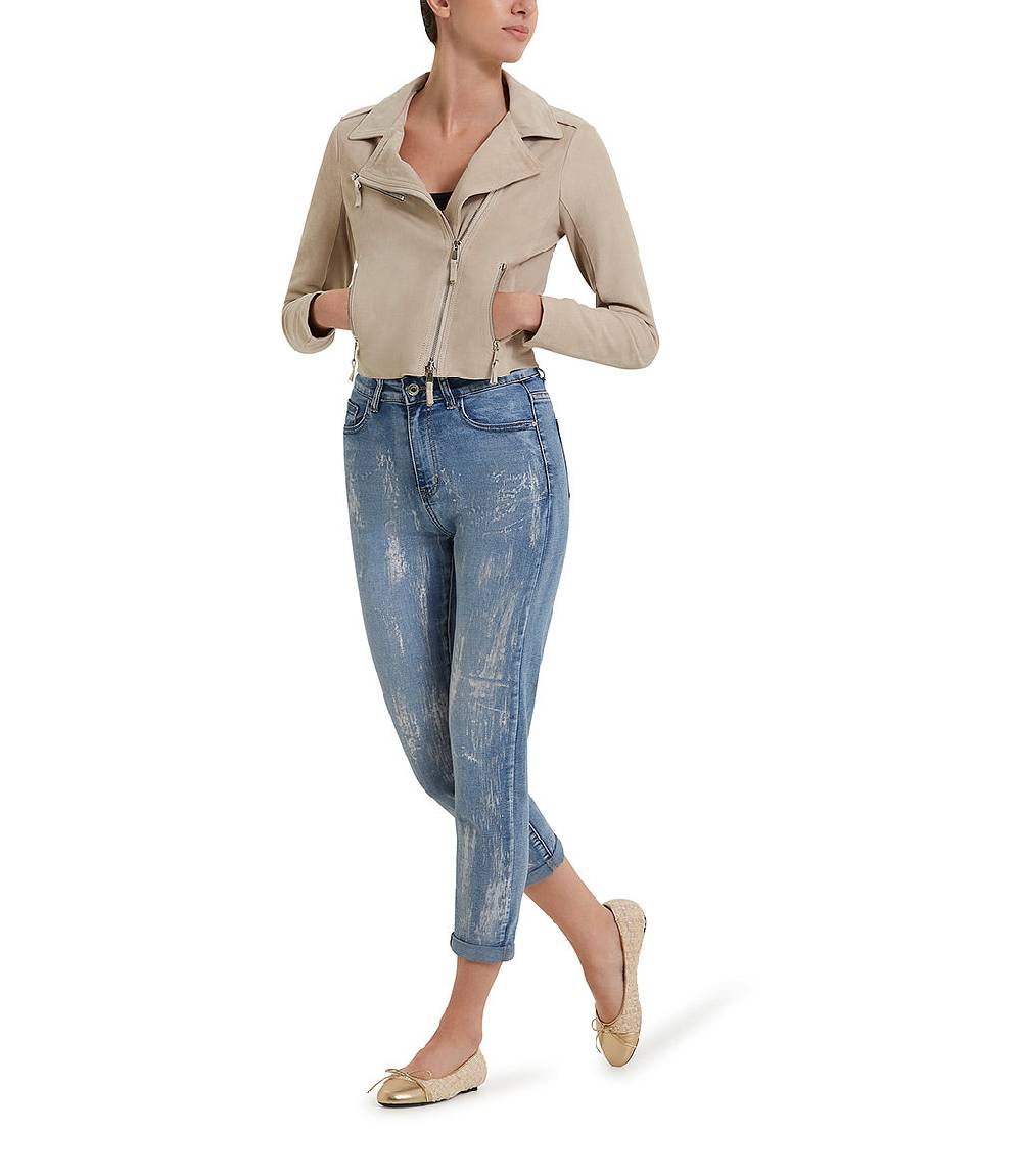 Loriblu Giacca stile biker in camoscio naturale Soddisfazione Garantita