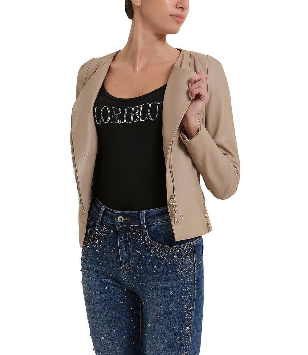 Loriblu Giacca in pelle beige Qualità Garantita