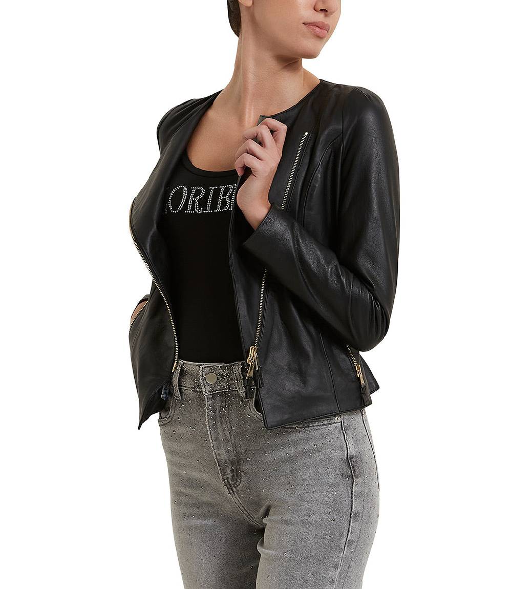 Loriblu Giacca in pelle nera Negozi Online