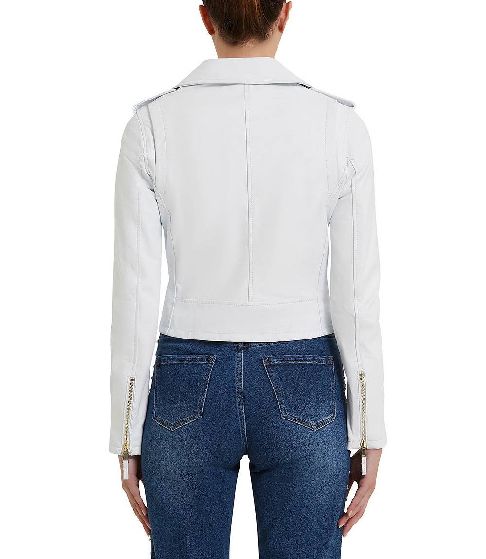 Loriblu Giacca stile biker in pelle bianca Acquista Ora