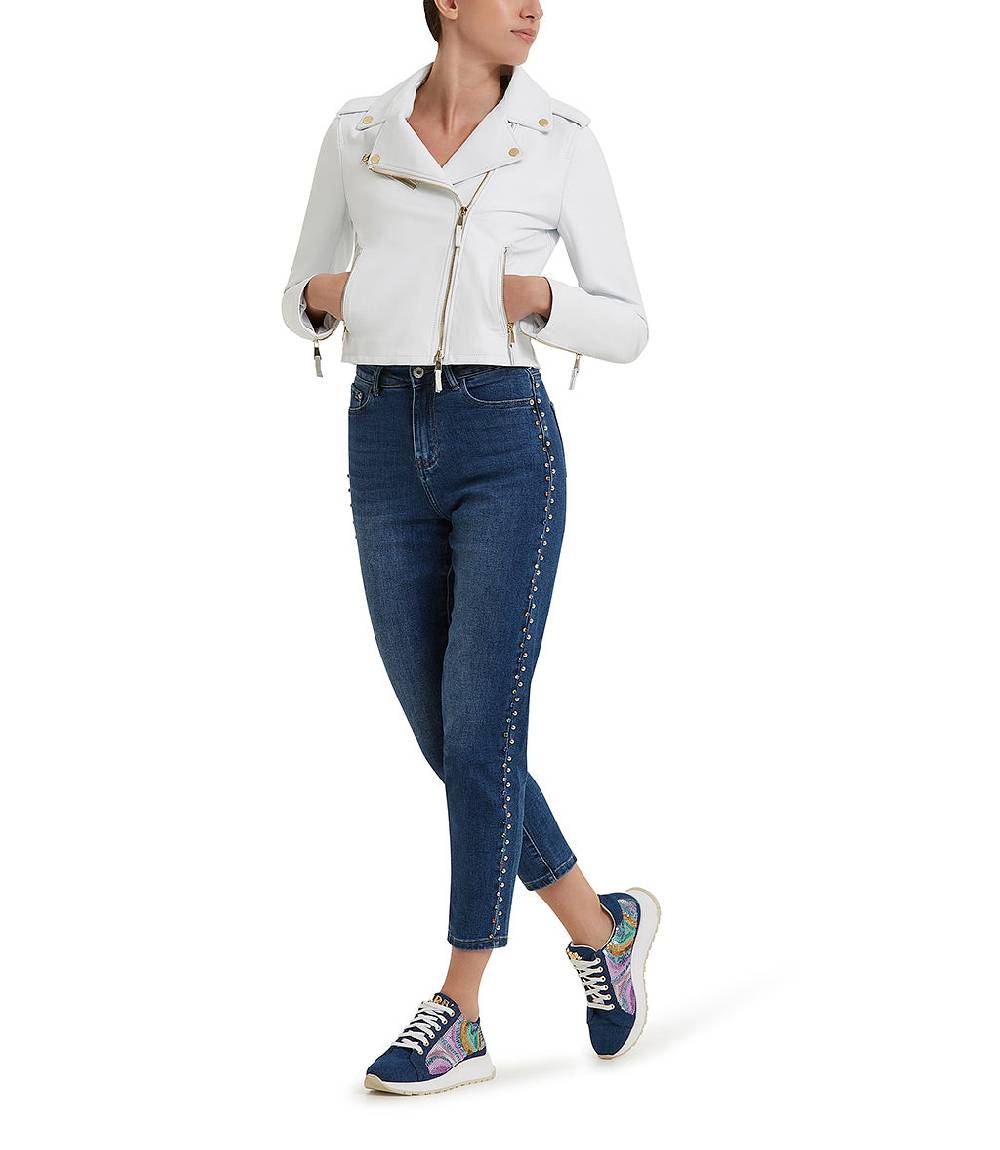 Loriblu Giacca stile biker in pelle bianca Acquista Ora