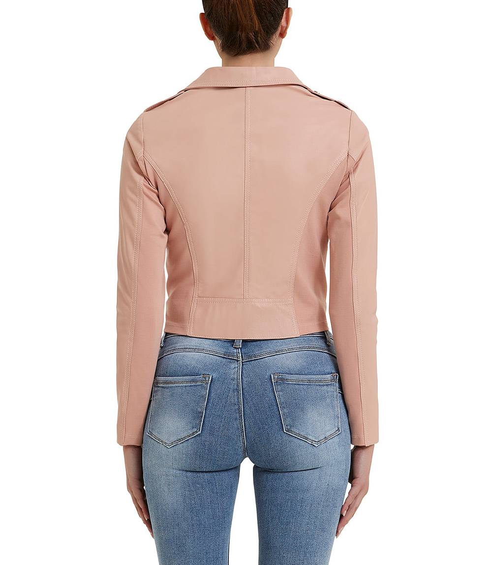 Loriblu Giacca stile biker in pelle rosa Promozione Limitata