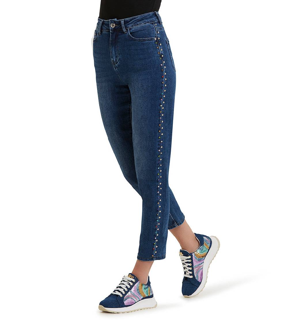 Loriblu Jeans a gamba dritta con cristalli Sottocosto