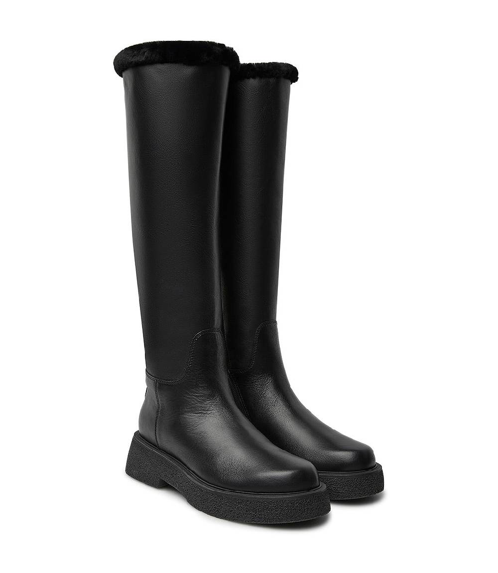 Loriblu Stivali in pelle e shearling nero Outlet