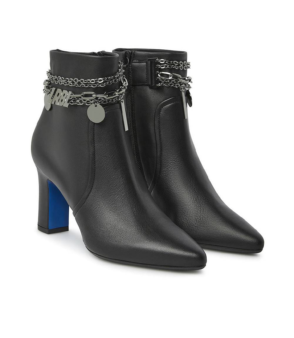 Loriblu Stivaletti in nappa nera con catenella argento Negozio
