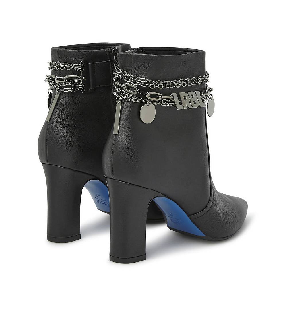 Loriblu Stivaletti in nappa nera con catenella argento Negozio