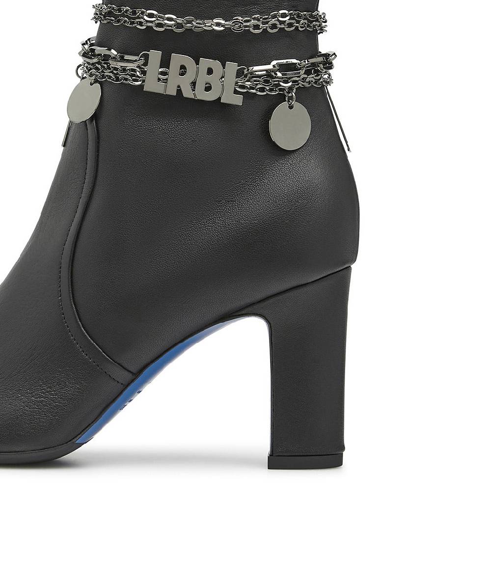 Loriblu Stivaletti in nappa nera con catenella argento Negozio
