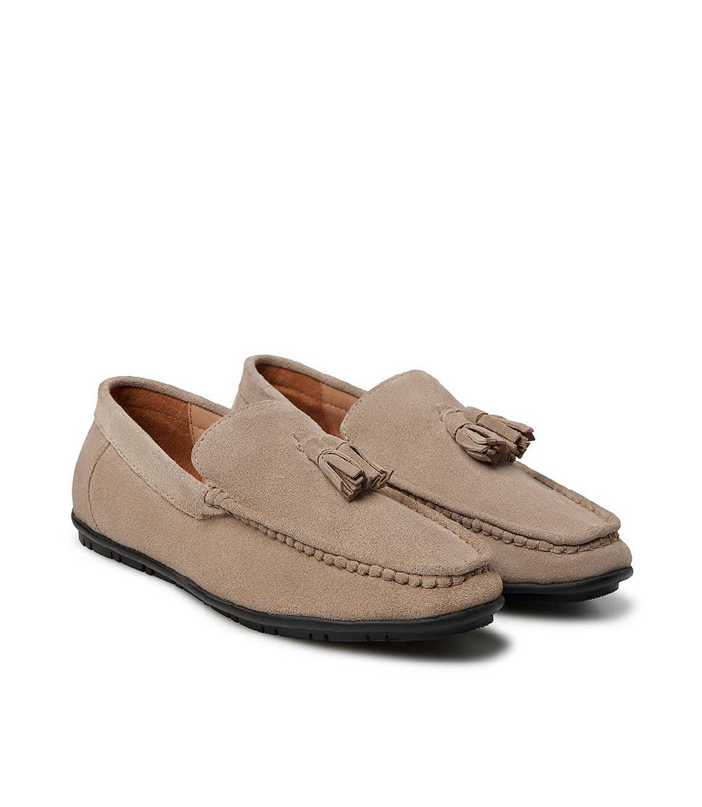 Loriblu Mocassino in camoscio camel con nappine Nuovo