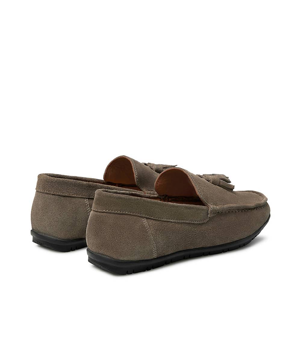Loriblu Mocassino in camoscio taupe con nappine Qualità