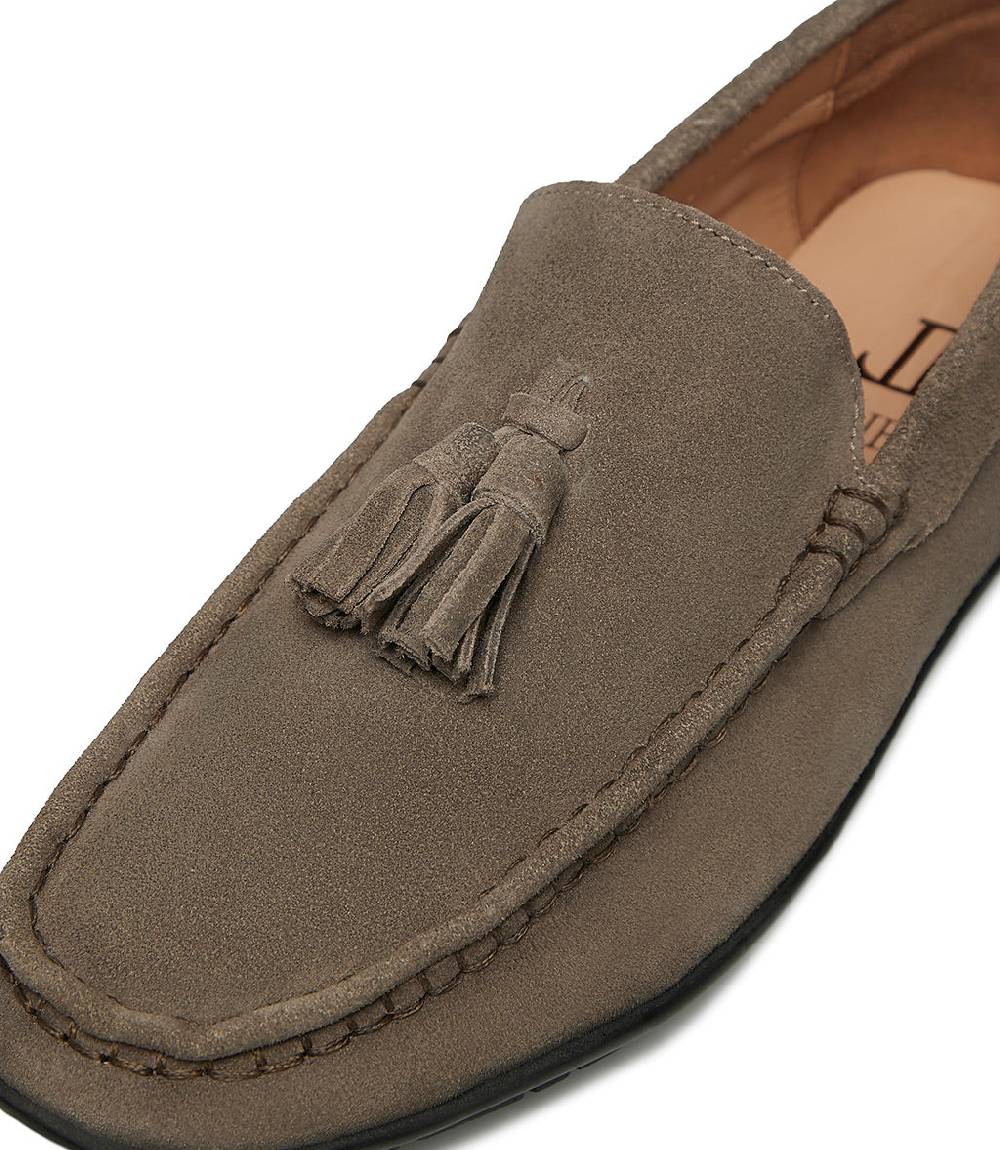 Loriblu Mocassino in camoscio taupe con nappine Qualità