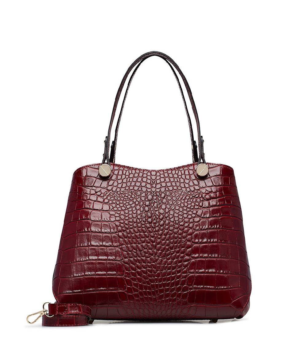 Loriblu Borsa tote bordeaux in pelle stampa cocco Consegna Veloce