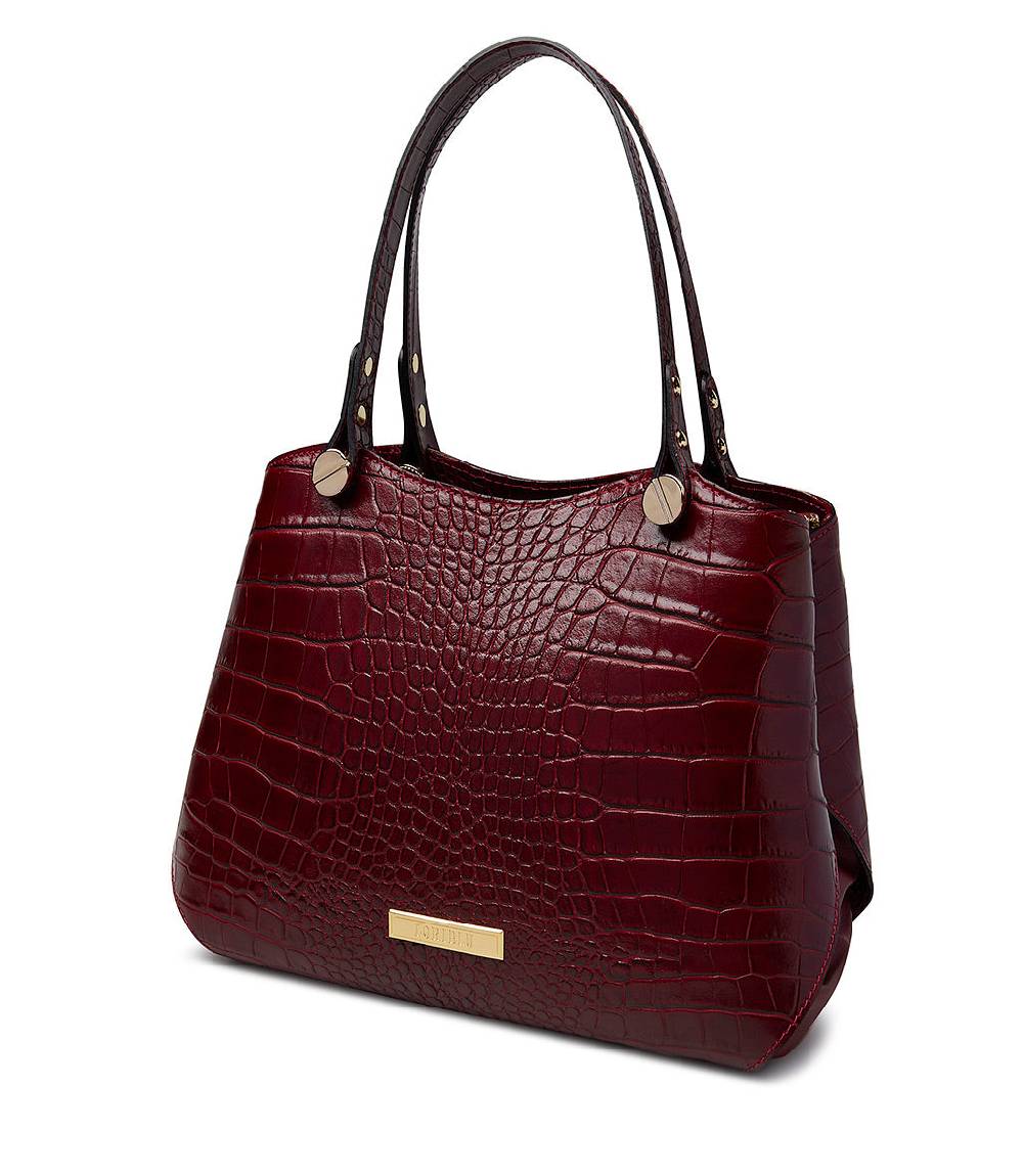 Loriblu Borsa tote bordeaux in pelle stampa cocco Consegna Veloce