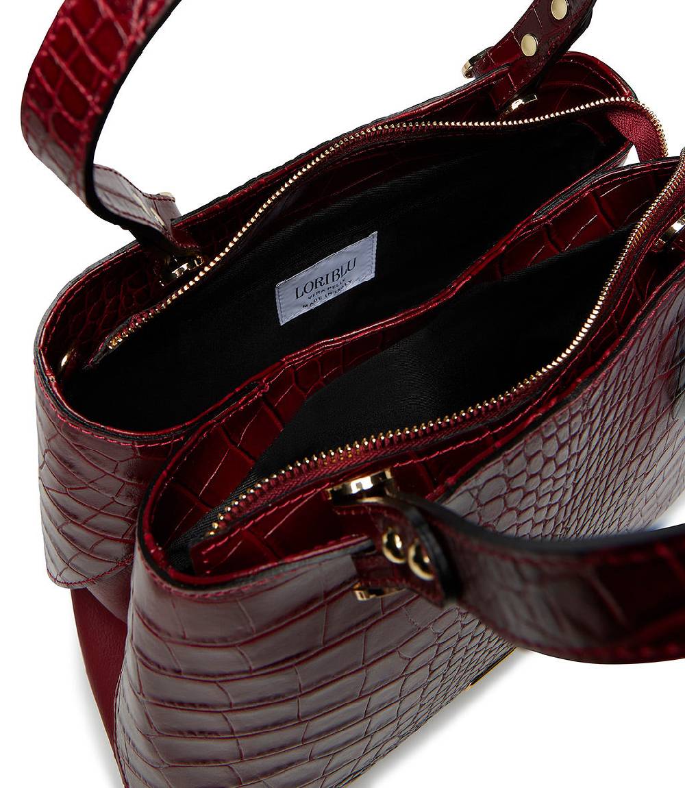 Loriblu Borsa tote bordeaux in pelle stampa cocco Consegna Veloce