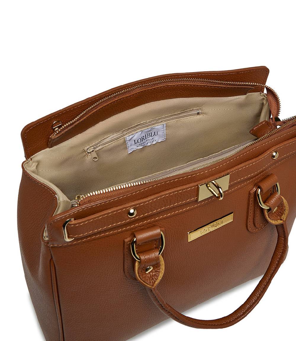 Loriblu Borsa tote in pelle testurizzata marrone Shopping Online