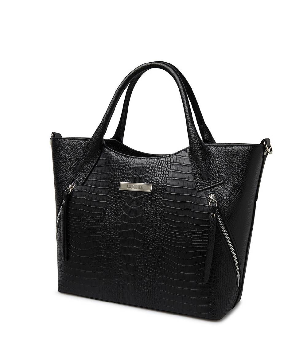 Loriblu Borsa tote nera in pelle stampata Affare Del Giorno