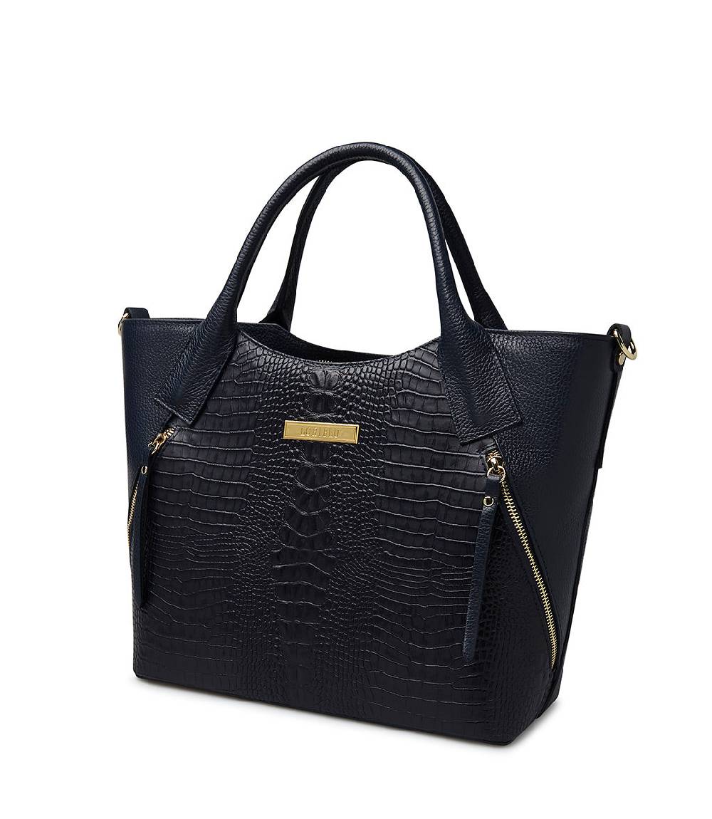 Loriblu Borsa tote blu notte in pelle stampata Prezzo Ridotto