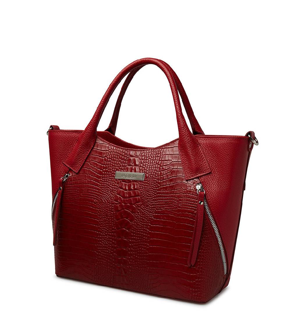 Loriblu Borsa tote bordeaux in pelle stampata Sottocosto