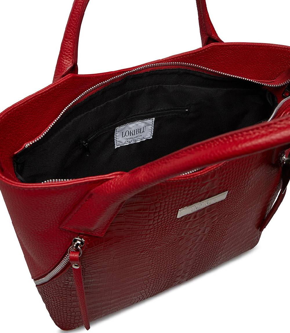 Loriblu Borsa tote bordeaux in pelle stampata Sottocosto