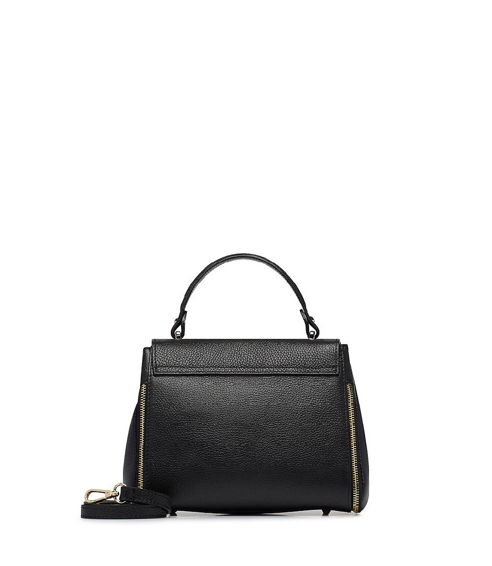 Loriblu Borsa a mano nera in pelle martellata Presa