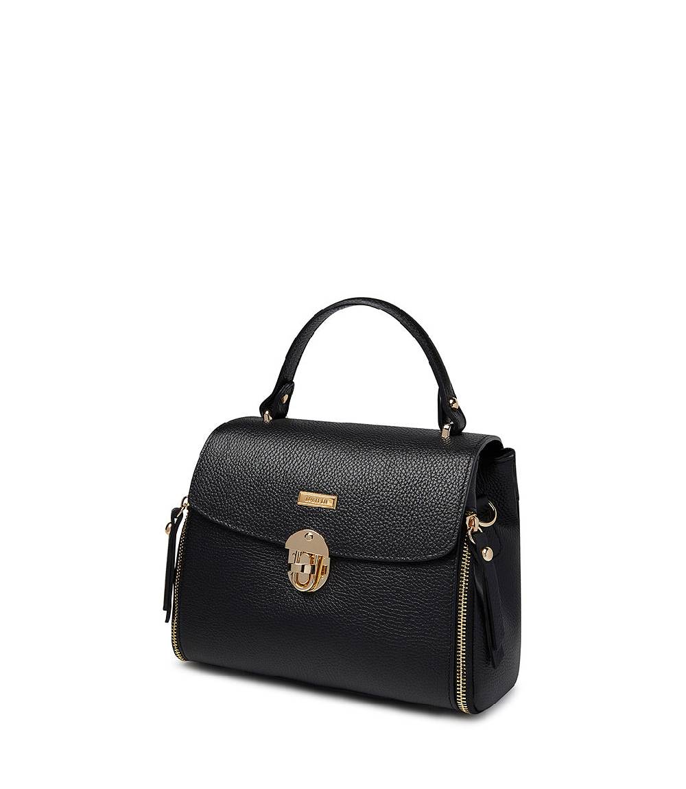 Loriblu Borsa a mano nera in pelle martellata Presa