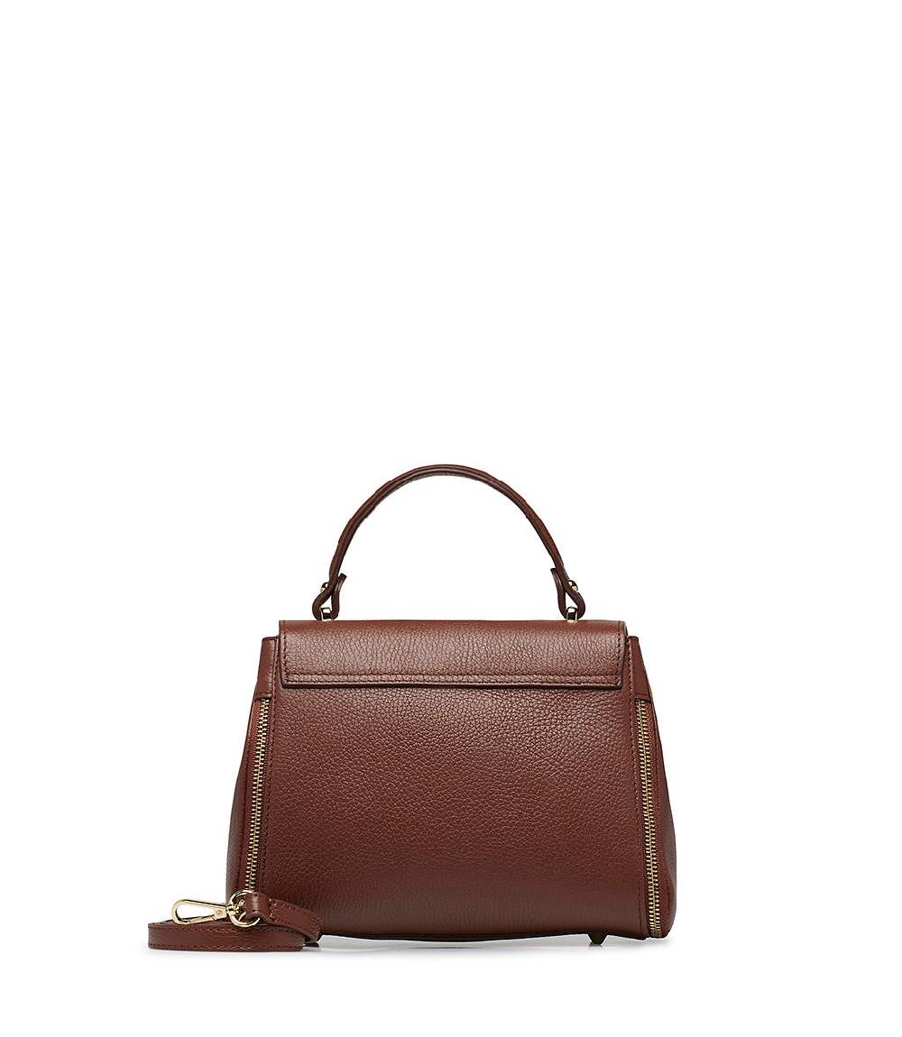 Loriblu Borsa a mano marrone bruciato in pelle martellata Sconto