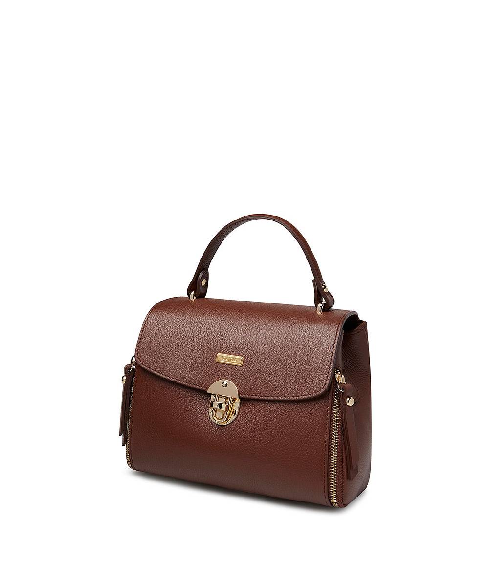 Loriblu Borsa a mano marrone bruciato in pelle martellata Sconto
