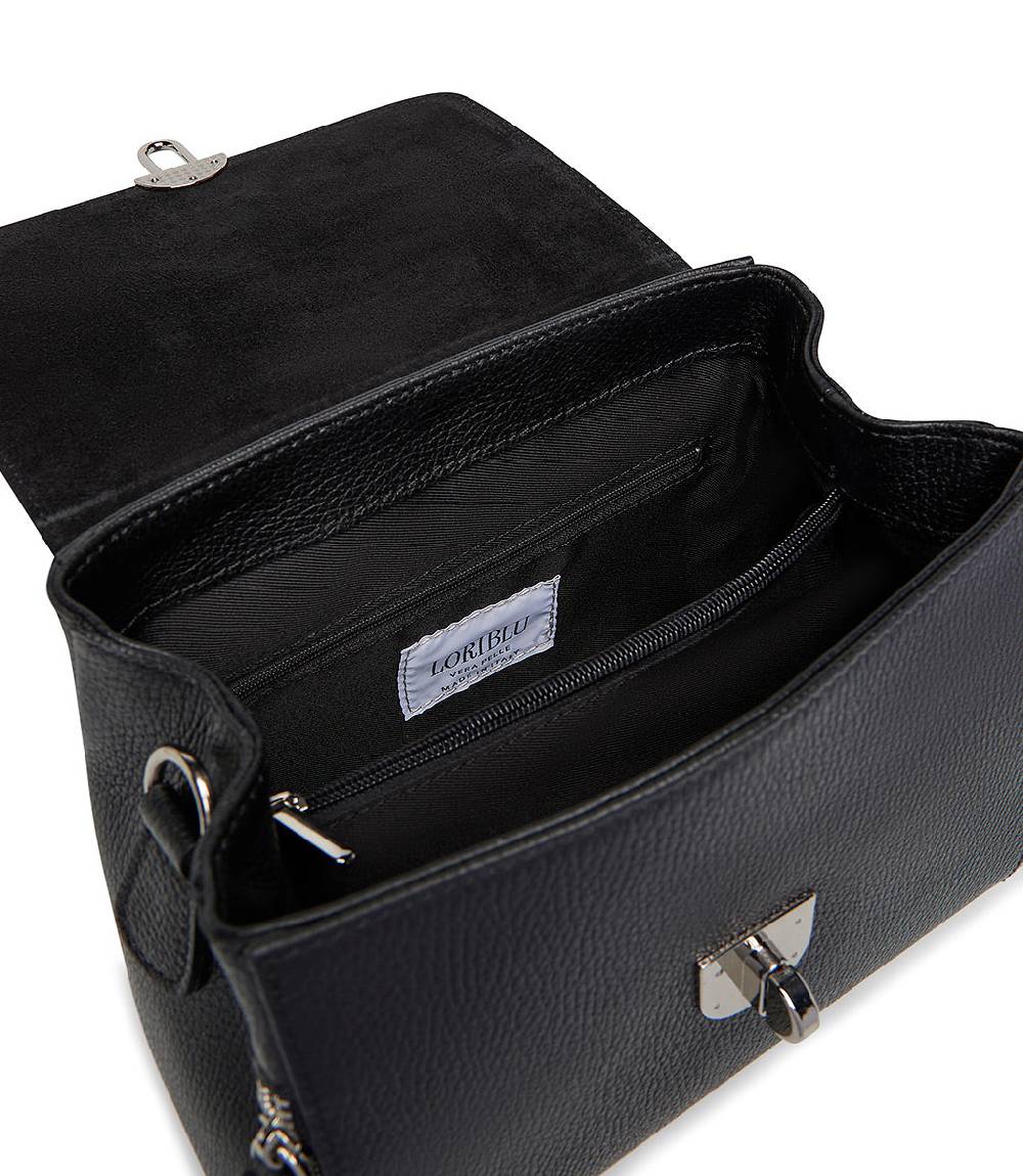 Loriblu Borsa a mano nera in pelle martellata Offerta