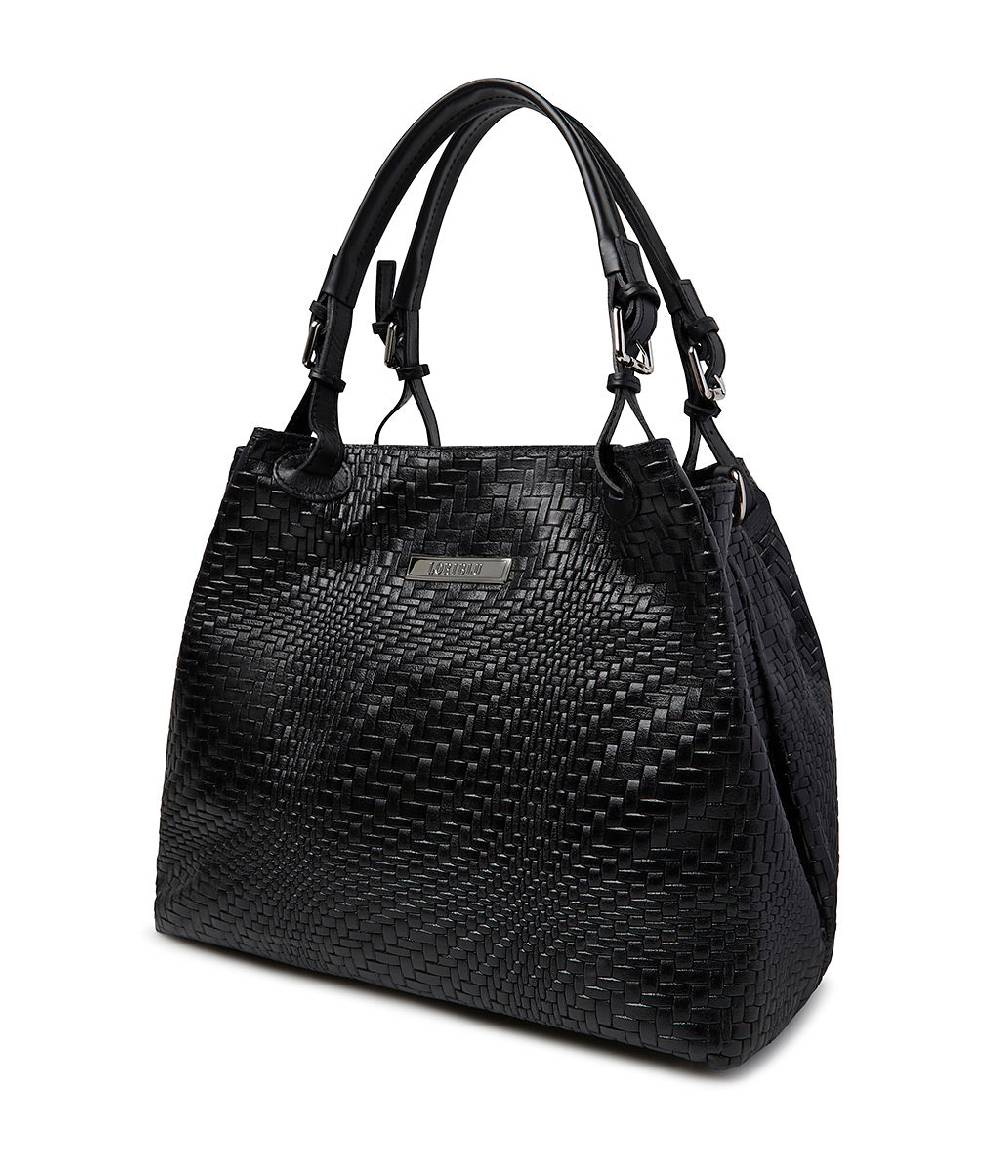 Loriblu Borsa tote in pelle intrecciata nera Economico