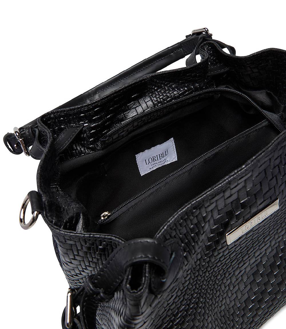 Loriblu Borsa tote in pelle intrecciata nera Economico