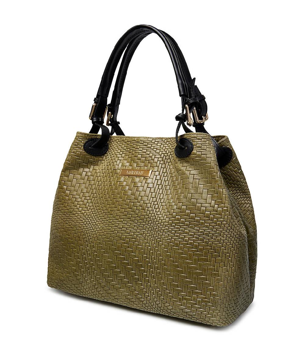 Loriblu Borsa tote in pelle intrecciata verdone Online