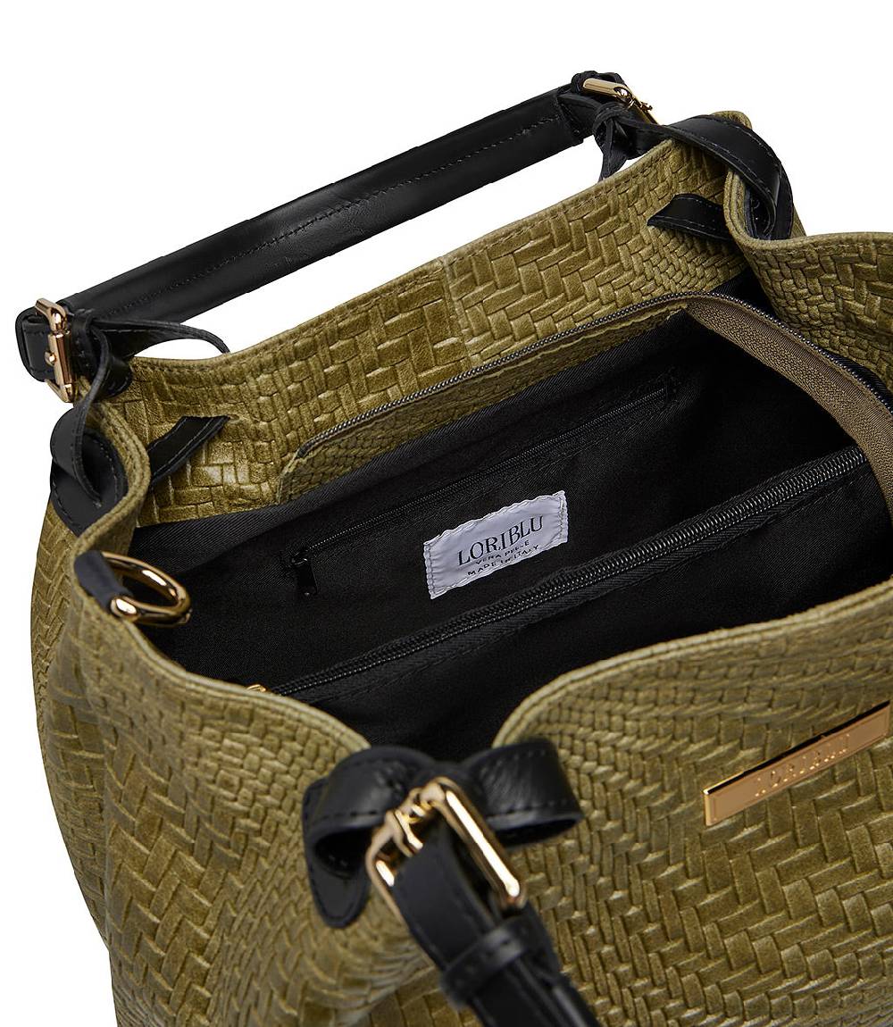 Loriblu Borsa tote in pelle intrecciata verdone Online