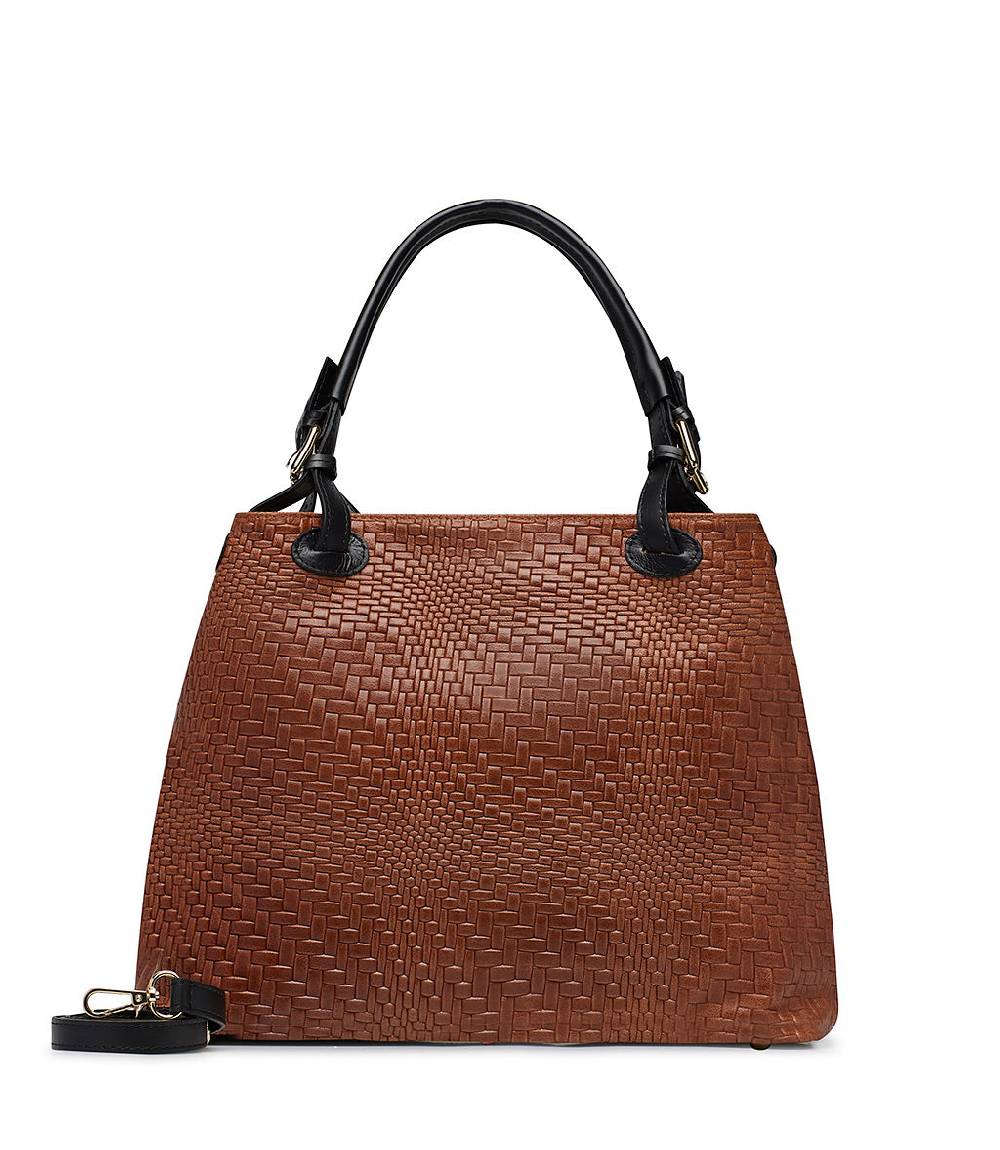 Loriblu Borsa tote in pelle intrecciata marrone Outlet