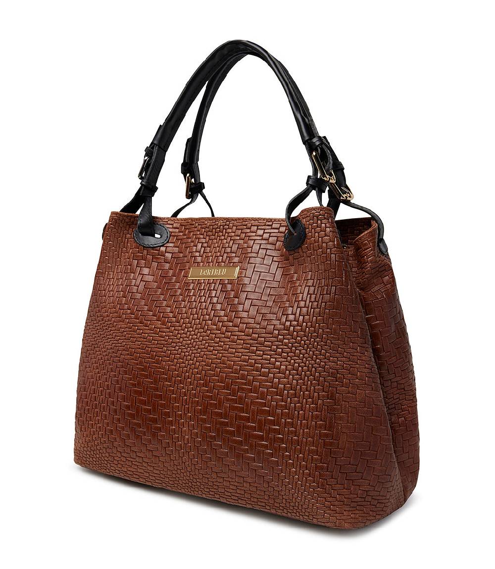 Loriblu Borsa tote in pelle intrecciata marrone Outlet