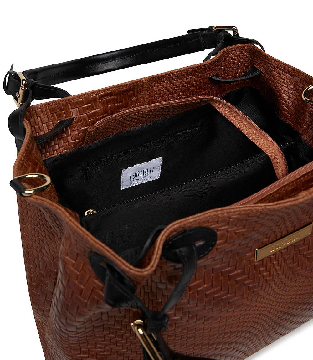 Loriblu Borsa tote in pelle intrecciata marrone Outlet
