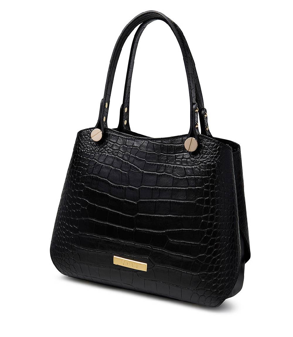 Loriblu Borsa nera in pelle stampa cocco In Vendita